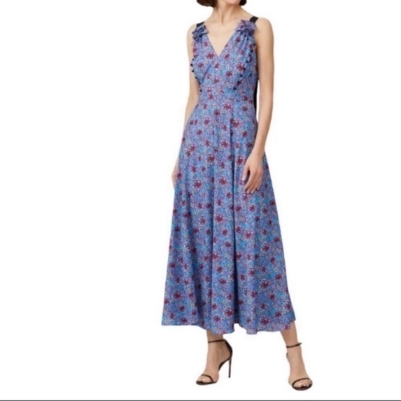 Prabal Gurung Collective Dress Chiffon Maxi In Blue Floral